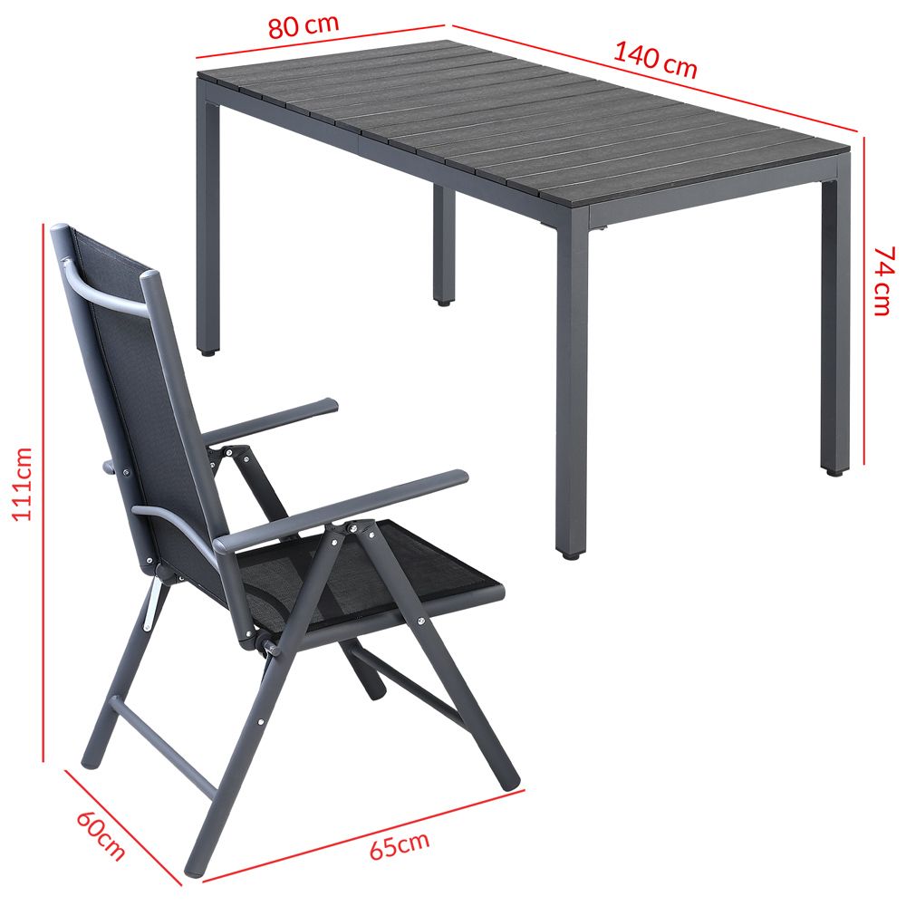 Sittegruppe Bern 7-deler aluminium med WPC bordplate