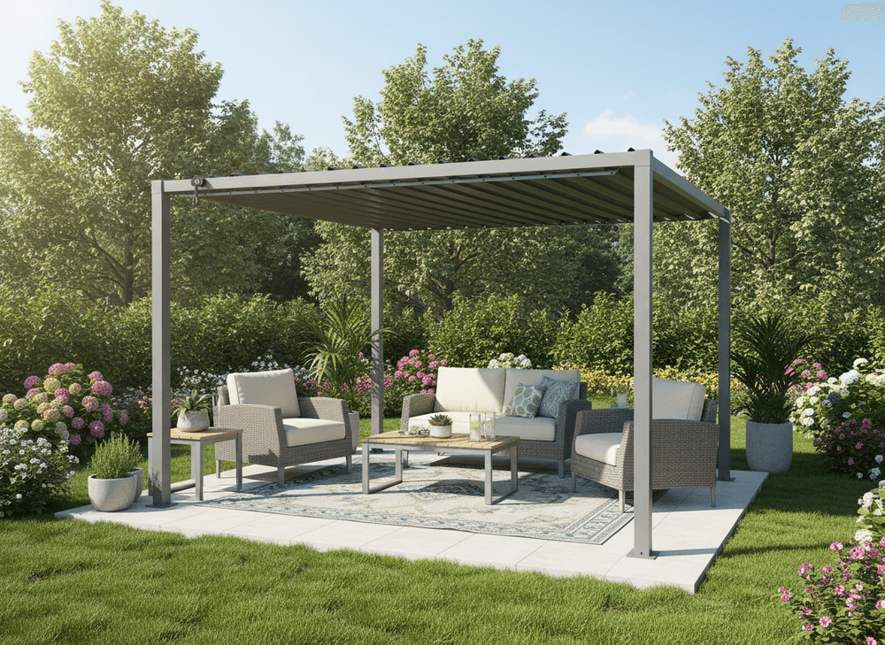 Solid pergola med galvanisert ståltak - 3x3x2,2 m