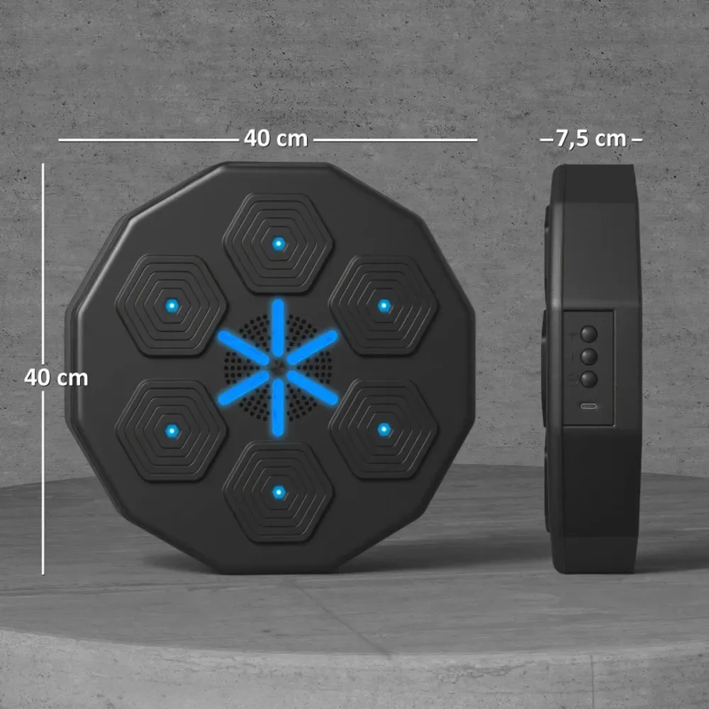 Boksetrener med bluetooth, musikk og lys – svart