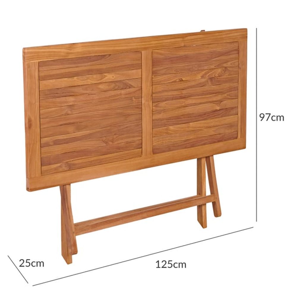 Bari teak hagebord 125x60x75cm sammenleggbart