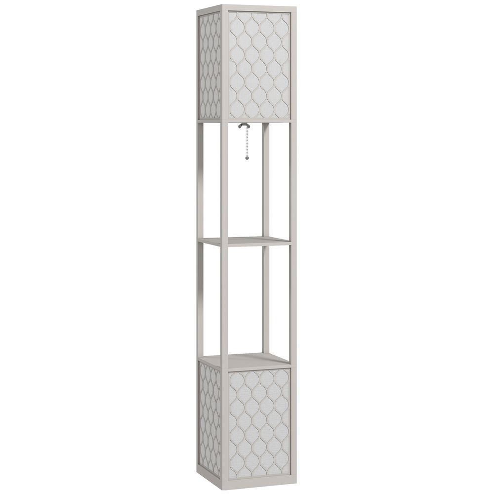 Gulvlampe med to hyller og stoffskjerm 156 cm - fargevalg