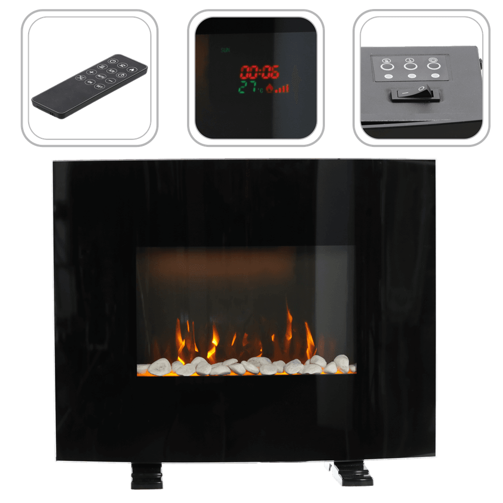 Elektrisk peis 1000/2000 W for vegg eller gulv – 61 cm