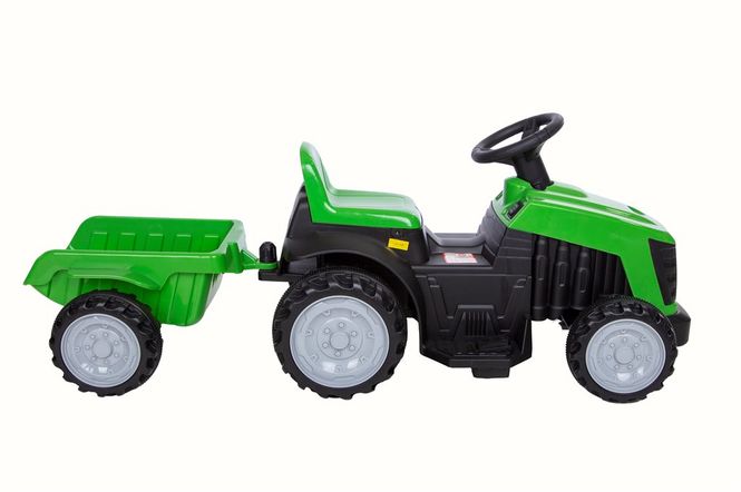 Hovedbilde Azeno 6V elektrisk traktor med henger - grønn