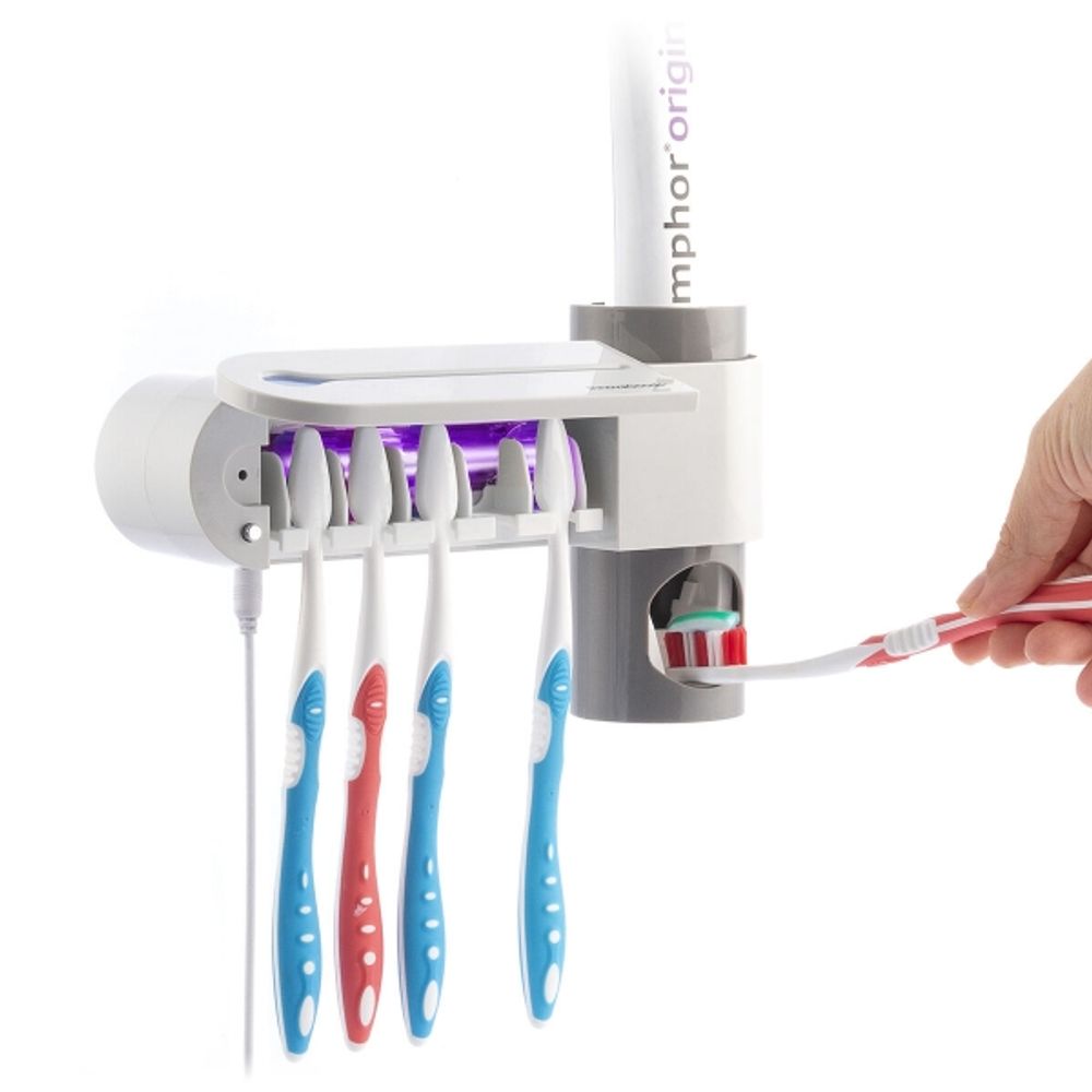UV-tannbørstesterilisator med tannkremdispenser